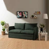 Canapea extensibila 2 locuri moderna, 200x148 cm – stofa verde – Saga - 1