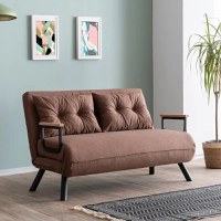Canapea Extensibilă 2 Locuri Seda, Maro,133 x 175 cm - 1