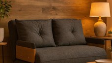 Canapea extensibilă 2 locuri sufragerie 190x120 cm – stofă, gri antracit – Esme