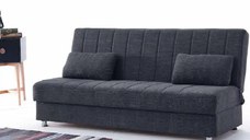 Canapea extensibila 3 loc cu lada, moderna 191x110 cm – stofa gri antracit– Economix