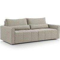 Canapea extensibila 3 locuri cu lada 221cm – stofa bej – Benisa - 1