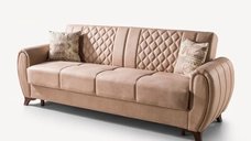 Canapea extensibila 3 locuri cu lada 233x90x80 cm – stofa bej – Asia