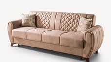 Canapea extensibila 3 locuri cu lada 233x90x80 cm – stofa bej – Asia