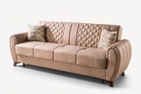 Canapea extensibila 3 locuri cu lada 233x90x80 cm – stofa bej – Asia - 1