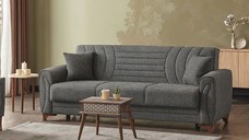 Canapea extensibila 3 locuri cu lada de depozitare Tara Homs, gri