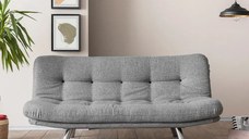 Canapea extensibila 3 locuri living, 180x110 cm – stofa, gri – Merburn