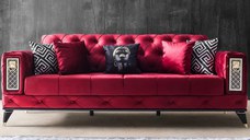 Canapea extensibila 3 locuri living 225x89x90 cm – stofa rosie – Bolivia