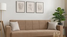 Canapea extensibila cu lada de depozitare living 210x78x78 cm – stofă, maro – Marbella