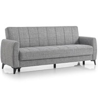 Canapea extensibila cu lada de depozitare living 215x85x90 cm – stofă, gri – Hilton - 1