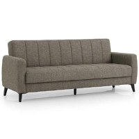 Canapea extensibila cu lada de depozitare living 215x85x90 cm – stofă, maro – Hilton - 1