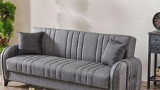 Canapea extensibila cu spatiu de depozitare 220x87x93 cm – stofa gri – Elegance