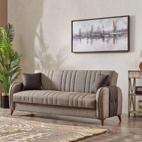 Canapea extensibila cu spatiu de depozitare 220x87x93 cm – stofa maro – Elegance - 1