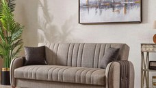 Canapea extensibila cu spatiu de depozitare 220x87x93 cm – stofa maro – Elegance