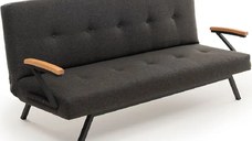 Canapea extensibilă modernă, 180x100 cm – stofă gri & metal negru – Newyork