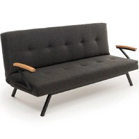 Canapea extensibilă modernă, 180x100 cm – stofă gri & metal negru – Newyork - 1