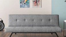 Canapea extensibilă modernă, 180x102 cm – stofă gri & metal negru – Zola