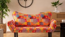 Canapea extensibila moderna 2 locuri Chatto 180X70 cm – multicolor, stofa & metal