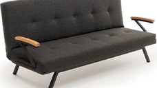 Canapea extensibila Newyork, 180x100 cm – stofă gri & metal negru