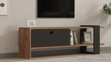 Comoda televizor Ova pentru living culoare antracit si nuc, 120 cm