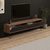 Comoda televizor Side pentru living culoare nuc si negru,160 cm - 1
