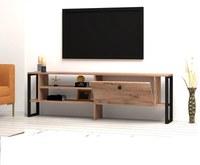 Comoda tv cu picioare metal Ares Homs 160 cm, nuc-negru,10629 - 1