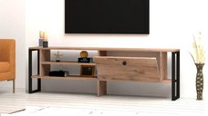 Comoda tv cu picioare metal  Ares Homs 160 cm, nuc-negru,10629