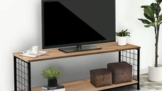 Comoda tv cu picioare metal Homs 120 cm, nuc-negru,W0024