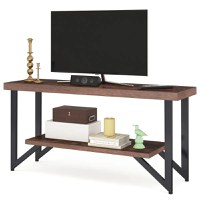 Comoda tv cu picioare metal Homs 140 cm, nuc-negru,30403 - 1