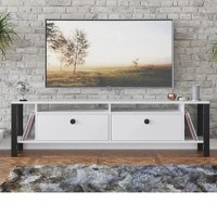 Comoda tv cu picioare metal Homs 150 cm, alb-negru,30402 - 1