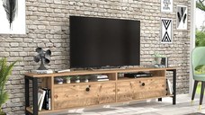 Comoda tv cu picioare metal Homs 150 cm, nuc-negru,30403