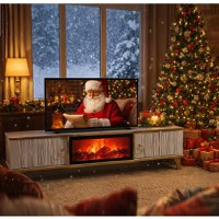 Comoda tv cu semineu Majestică, cu led, 160 cm - 1