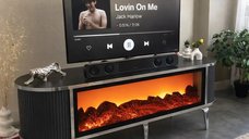 Comoda tv cu semineu Royal, cu led, 160 cm.antracit
