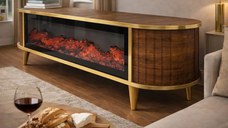 Comoda tv cu semineu Royal, cu led, 160 cm.nuc