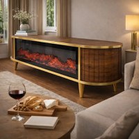 Comoda tv cu semineu Royal, cu led, 160 cm.nuc - 1