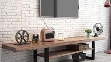 Comoda tv din lemn cu picioare metal Homs,200 cm,A-620 nuc-negru,30104