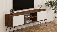 Comoda Tv Eva pentru living  culoare nuc si alb 140 cm