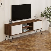 Comoda Tv Eva pentru living  culoare nuc si alb 140 cm - 1