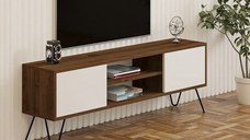 Comoda Tv Eva pentru living culoare nuc si alb 140 cm