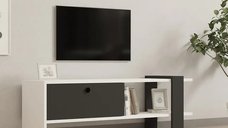 Comoda TV Funda, Alb si Antracit, 120 cm - Design Modern