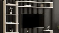 Comoda tv pentru perete cu raft,  culoare alb 180 cm