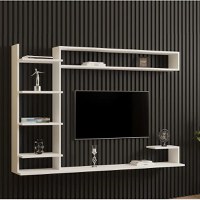 Comoda tv pentru perete cu raft,  culoare alb 180 cm - 1