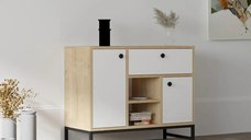 Consola Angel culoare stejar si alb 90cm