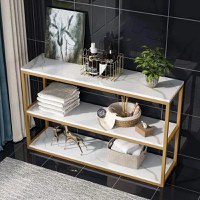 Consola Aura din metal profil culoare auriu si blad alb 110 cm - 1