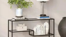 Consola Benito din metal si sticla culoare negru 120 cm