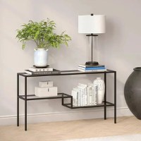 Consola Benito din metal si sticla culoare negru 120 cm - 1