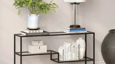 Consola Benito din metal si sticla culoare negru 120 cm