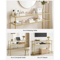 Consola Carolina din sticla si metal culoare auriu, 90x80x30 cm - 1