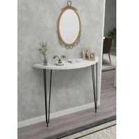 Consola  oval alb-negru,seria A-630, homs,80x18x85 cm ,40047 - 1