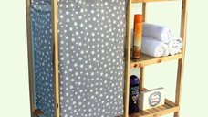 Cos de rufe din lemn cu 1 compartimente textil Homs 44 X 90 X 90 cm