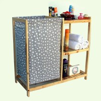 Cos de rufe din lemn cu 1 compartimente textil Homs 44 X 90 X 90 cm - 1